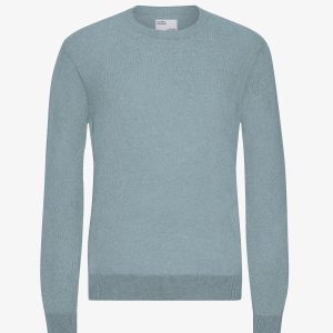 Light Merino Wool Crew - Stone Blue